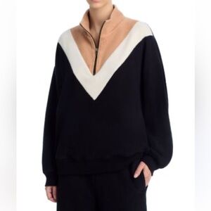 The Great Colorblock Plush Chalet Sweatshirt Quarter Zip Mock Neck Size 3 Large